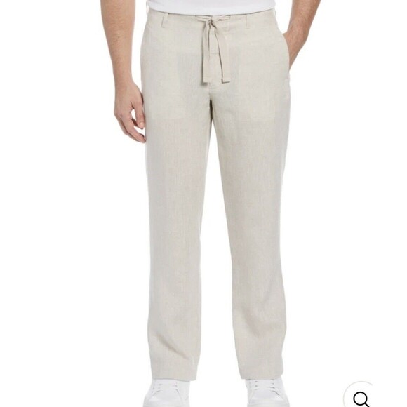 Perry Ellis 100% Linen Drawstring Men’s Pants Natural Linen Size 38 New With Tag - Picture 1 of 10